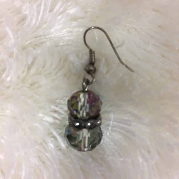 Iridescent Crystal & Rhinestone Drop Hook Earrings - Picture 5 of 7